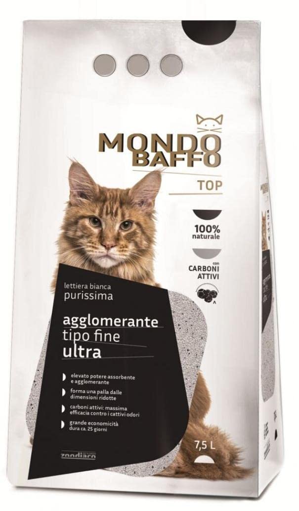 Mondo Baffo Lettiera bianca purissima 7,5 L - Carboni Attivi