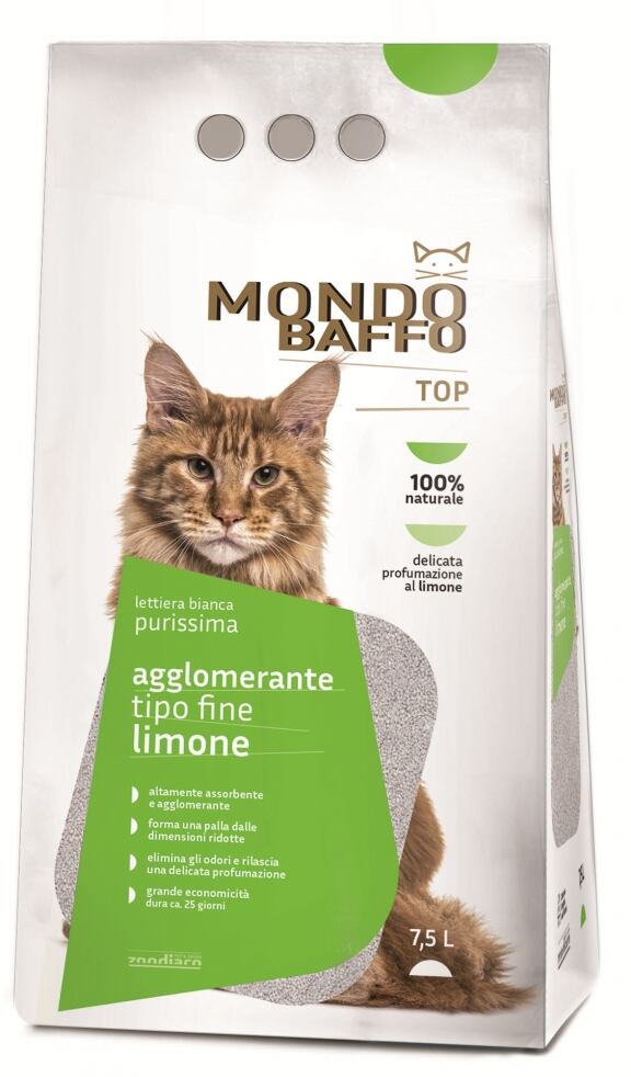 Mondo Baffo Lettiera bianca purissima 7,5 L - Limone