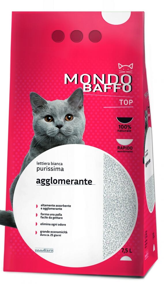 Mondo Baffo Lettiera bianca purissima 7,5 L - Agglomerante