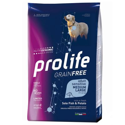 Prolife Grain Free Adult Sensitive Medium/Large Sogliola & Patate