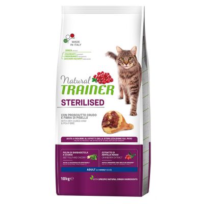 Natural Trainer Sterilised con Prosciutto crudo Crocchette per gatti