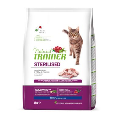 Natural Trainer Sterilised con Tacchino Crocchette per gatti