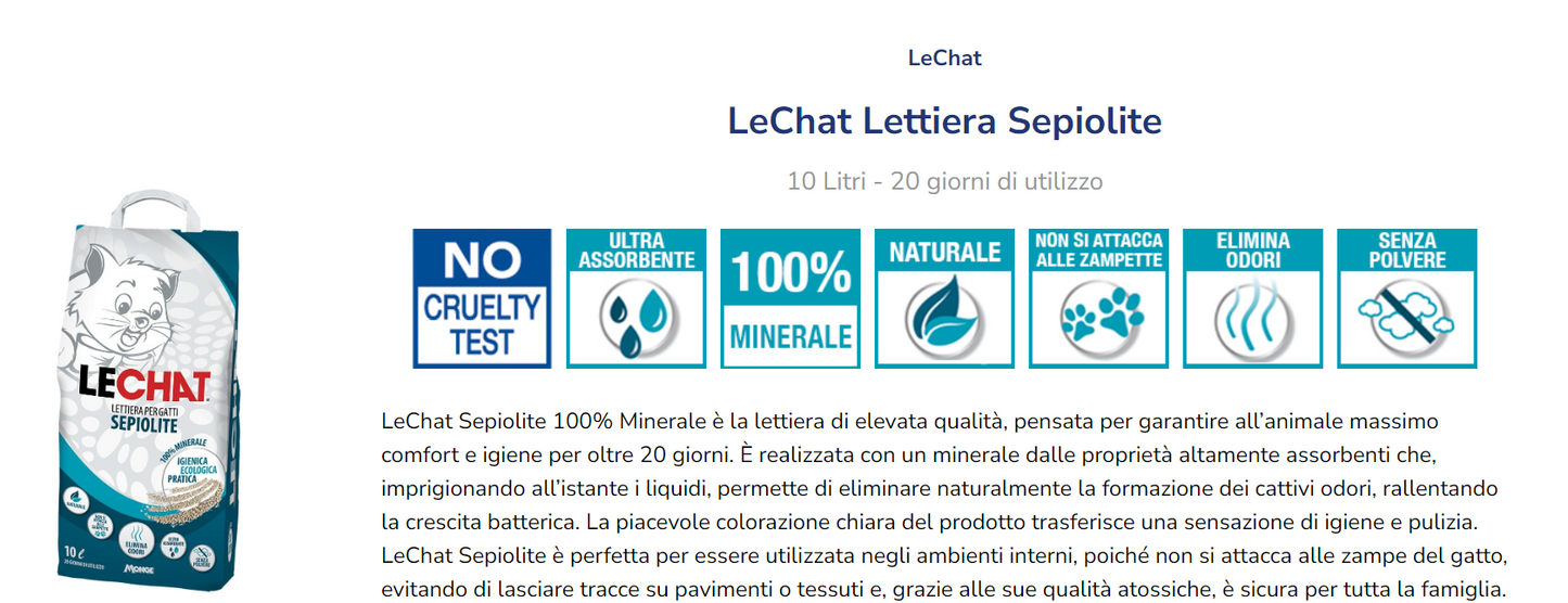 Monge Lettiera LeChat Sepiolite 10 lt