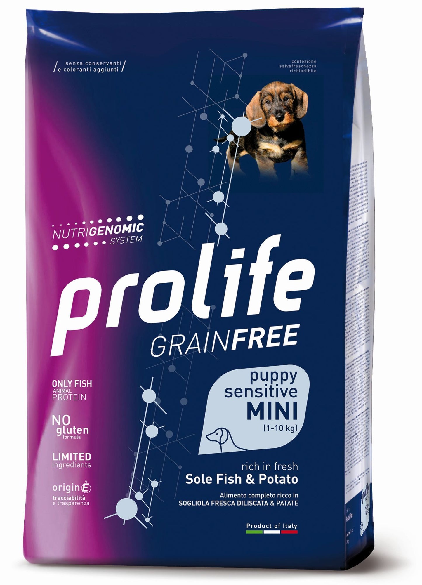 Prolife Grain Free Puppy Sensitive Sole Fish & Potato - Mini 2 Kg Sogliola e Patate