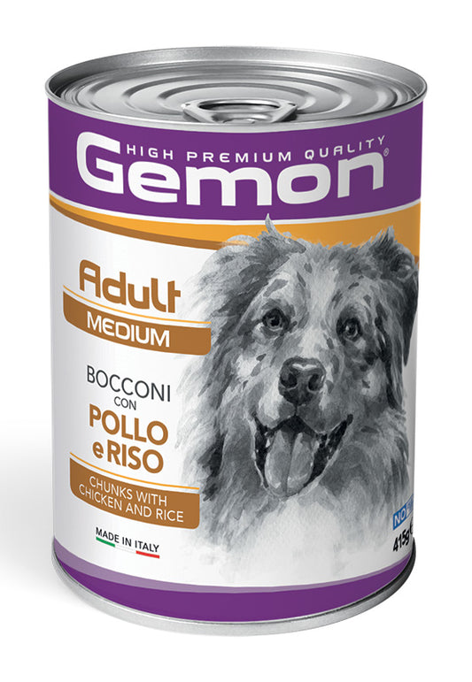 Monge Gemon Medium Adult Bocconi con Pollo e Riso Umido 400 gr