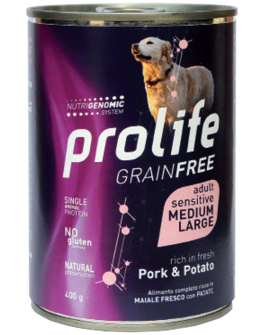 Prolife Grain Free Adult Sensitive Pork & Potato - Medium/Large  Umido 400 gr