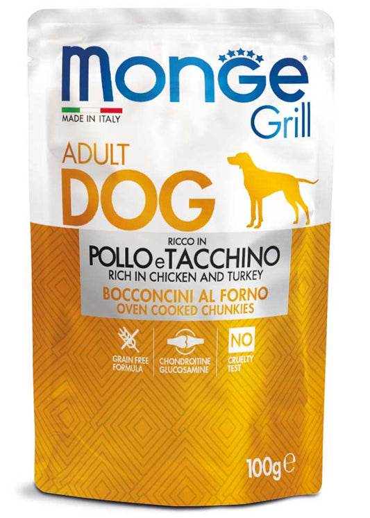 Monge Grill Bocconcini – Ricco in Pollo e Tacchino Adult 100 gr