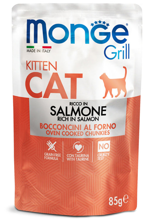 Monge  Grill Bocconcini in Jelly – Ricco in Salmone  Kitten 85 gr