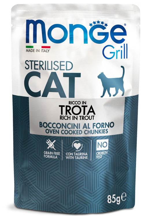 Monge  Grill Bocconcini in Jelly – Ricco in Trota  Adult 85 gr