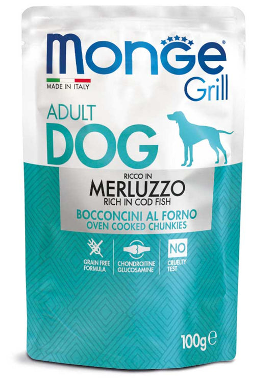 Monge  Grill Bocconcini – Ricco in Merluzzo Adult 100 gr