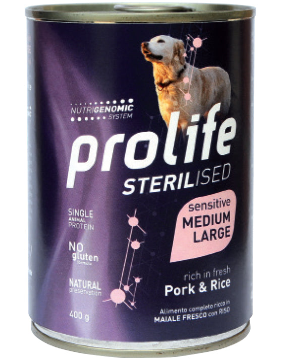 Prolife Sterilised Sensitive Adult Pork & Rice - Medium/Large  Umido 400 gr